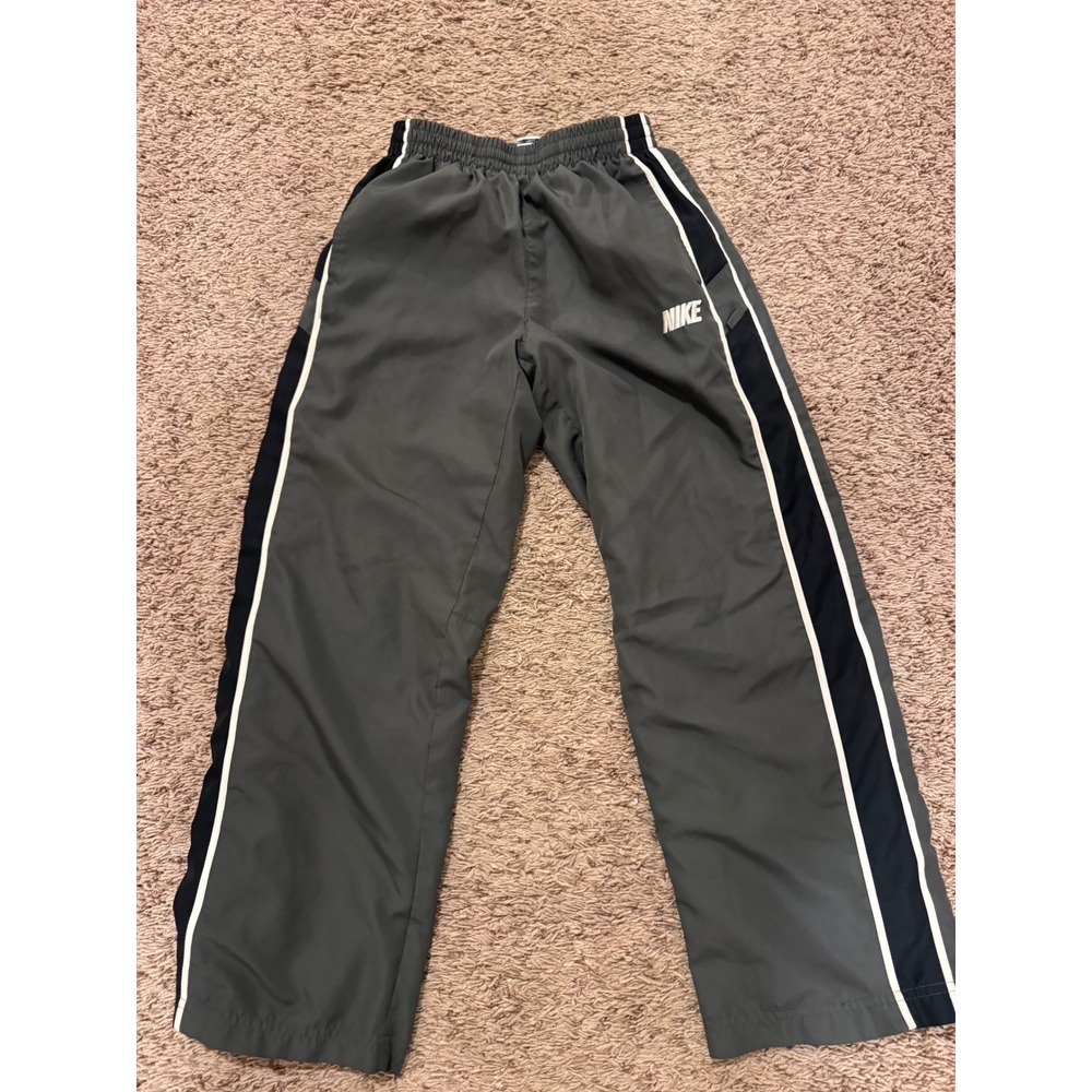 Nike Joggers Boys Medium Track Pants‎ Gray White Stripe Athletic